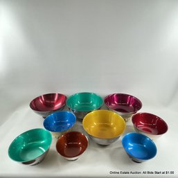 9 Silver Plate Bowls With Enamel Coating From Reed & Barton And Gorham