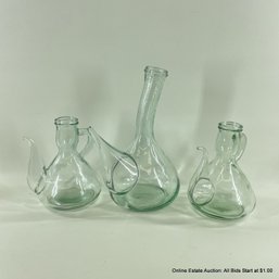 Three Italian Glass Decanters: Wine, Oil & Vinegar