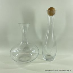 Two MCM Glass Decanters One Ball Stopper