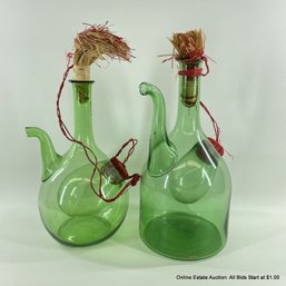 Two Blown Glass Vintage Wine Cooling Bottles