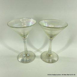 Two Iridescent Martini Glasses