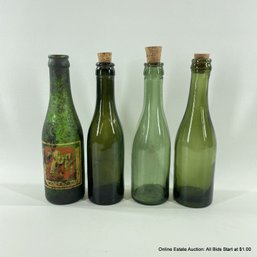 Vintage 7-UP & Green Glass Bottles