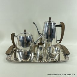 Sterling Silver Mid Century Modern German Tea & Coffee Service Wilhelm T. Binder 1222 Grams