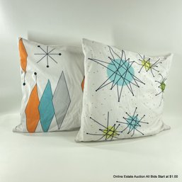 Two Micro Fiber Space Age Style Throw Pillows