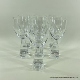 7 Nambe Chill Wine Or Water Glasses Lead Crystal