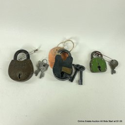 3 Vintage And Vintage Style Padlocks With Keys