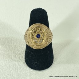10 Karat Men's 1943 Class Ring With Tiny Enamel Alaskan Flag At Center 9 Grams