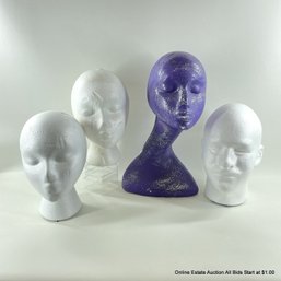 Four Assorted Foam Mannequin Heads, Male And Female