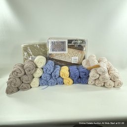 Glorafilia Ribbon Cross Stitch Rug Kit And Rug Backing With 36 Small Skeins Of Yarn And A Hook