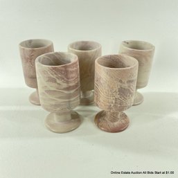 5 Carved Stone Goblets 4' Each