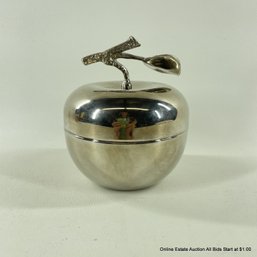 Silver Plate Lidded Apple Dresser Jar