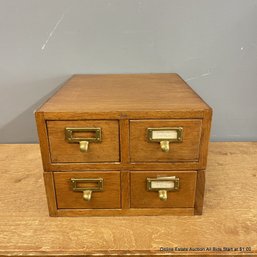 Vintage Globe Oak 4-Drawer Card Catalog File Cabinet (LOCAL PICK UP OR UPS STORE SHIP ONLY)