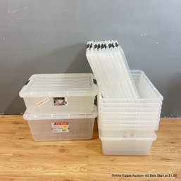 11 Iris Clear Storage Bin Totes With Lids In 2 Different Depths (LOCAL PICK UP ONLY)