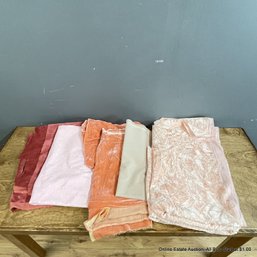 Six Assorted Remnants Of Fabric  Including Eagle Unix Velvet In Shades Of Pinks
