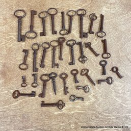 Rusty Metal Keys In Various Shapes And Sizes
