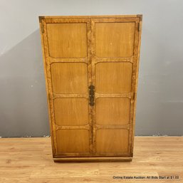 Small Armoire Cabinet With Three Drawers And Two Shelves And Burled Wood Detail (LOCAL PICK UP ONLY)