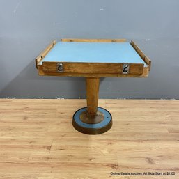Vintage Ship Table With Guard Rails And Weighted Base (LOCAL PICK UP ONLY)