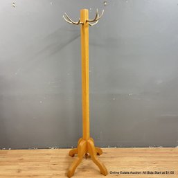 Oak Wood Coat Tree With Antler Hooks (LOCAL PICK UP ONLY)