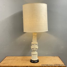 Decorative Plaster Table Lamp With Extra Tall Fabric Shade (LOCAL PICK UP ONLY)