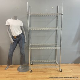 Four-Shelf Commercial Metal Wire Shelving With Casters (LOCAL PICK UP ONLY)