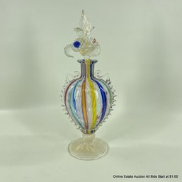 Venetian Glass Bottle With Floral Stopper