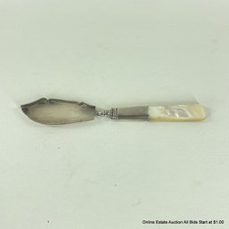 Mother Of Pearl Handled Pate Knife With Birmingham 1846 Sterling Silver Blade Marked Y & W