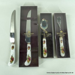 Old Country Roses By Royal Albert Bone China Handled Serving Utensils, Most In Original Boxes