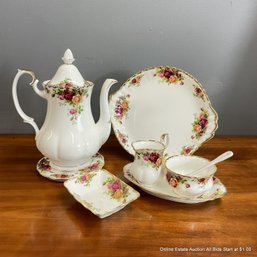 Old Country Roses By Royal Albert Porcelain Bone China Coffee Serving Set