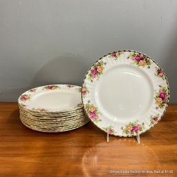 12 Old Country Roses By Royal Albert Porcelain China 10.5' Dinner Plates
