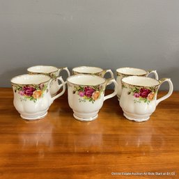 6 Old Country Roses By Royal Albert Porcelain Fine China Mugs