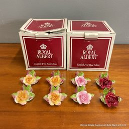 2 Boxes Of 4 Each Old Country Roses By Royal Albert Porcelain Fine China Place Card Holders