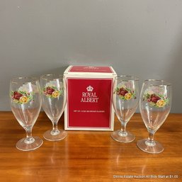 4 Old Country Roses By Royal Albert Iced Beverage Glasses In Original Box