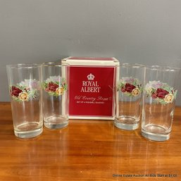 4 Old Country Roses By Royal Albert Highball Glasses In Original Box