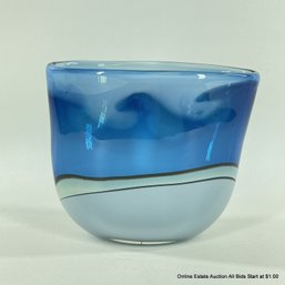 Signed David New-Small Studio Glass Vase, Marked D387 1987