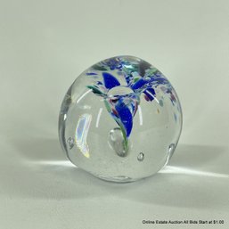 Art Glass Paperweight With Color Burst
