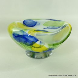 Blown Glass Art Piece Bowl, Unsigned