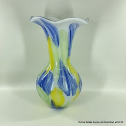 Blown Glass Art Piece Tall Vase, Unsigned (LOCAL PICKUP OR UPS STORE SHIPPING ONLY)