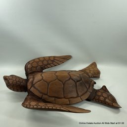 Carved Hardwood Sea Turtle (Local Pick Up Or UPS Store Ship Only)