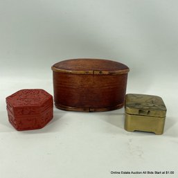 3 Asian Lidded Boxes