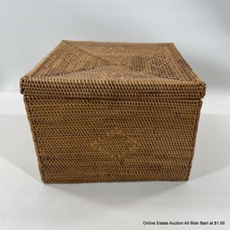 Hawaiian Woven Lidded Square Basket