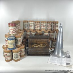 Vintage Edison Gem Cylinder Phonograph Oak Table Top With 42 Cylinders