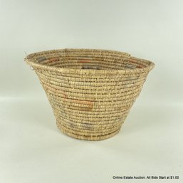 Vintage Coiled Imbricated Grass Basket