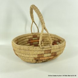 Vintage Coiled Imbricated Handled Basket