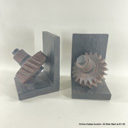 Pair Of Resin Gears Bookends