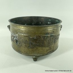 Chinese Bronze Footed Planter With Dragon Motif