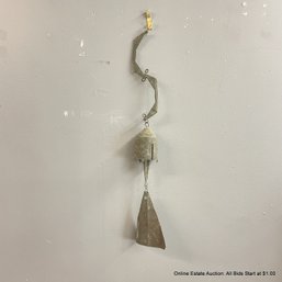 Mid Century Paolo Soleri Brutalist Fish Form Patinated Wind Chime