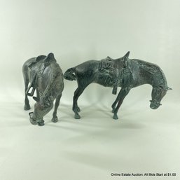 Two Decorative Molded Bronze Horses