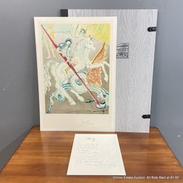 Signed Salvador Dali Lithograph Vol 1 The Lance Of Chivalry 177/350 On Arches Paper With COA & Folio