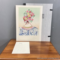 Signed Salvador Dali Lithograph The Flowering Of Inspiration 177/350 On Arches Paper With COA & Folio