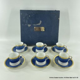 Coalport Fine Bone China Demitasse Cups And Saucers For 6 In Original Storage Box